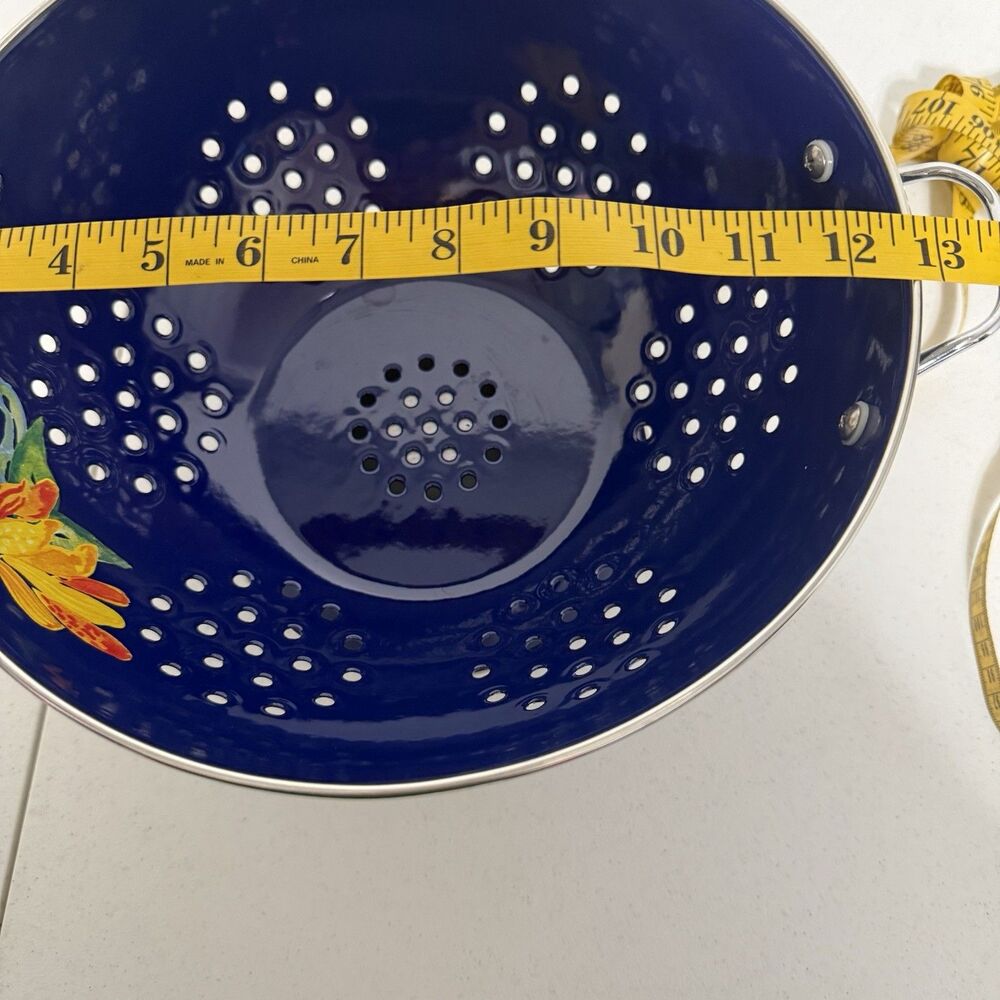 The Pioneer Woman Colander Classic Charm Strainer 5 Quart Blue Stainless Steel - Picture 7 of 10